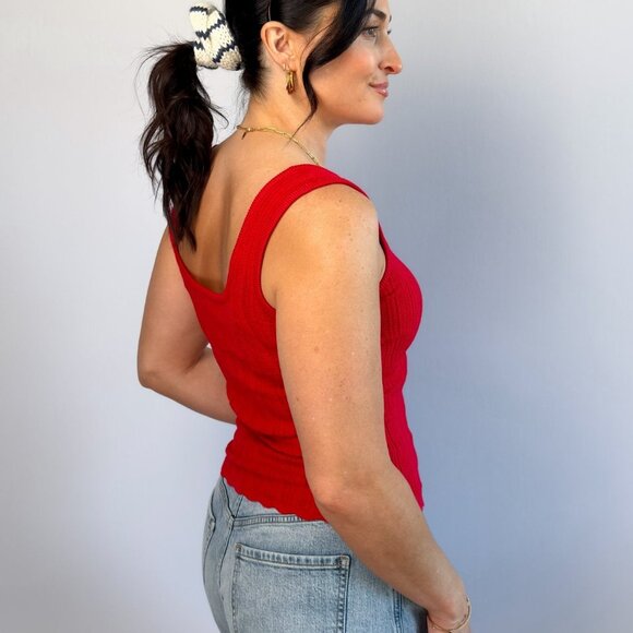 Thread & Supply | Aster Tank | Red Stretch Knit Top - Picture 2 of 7